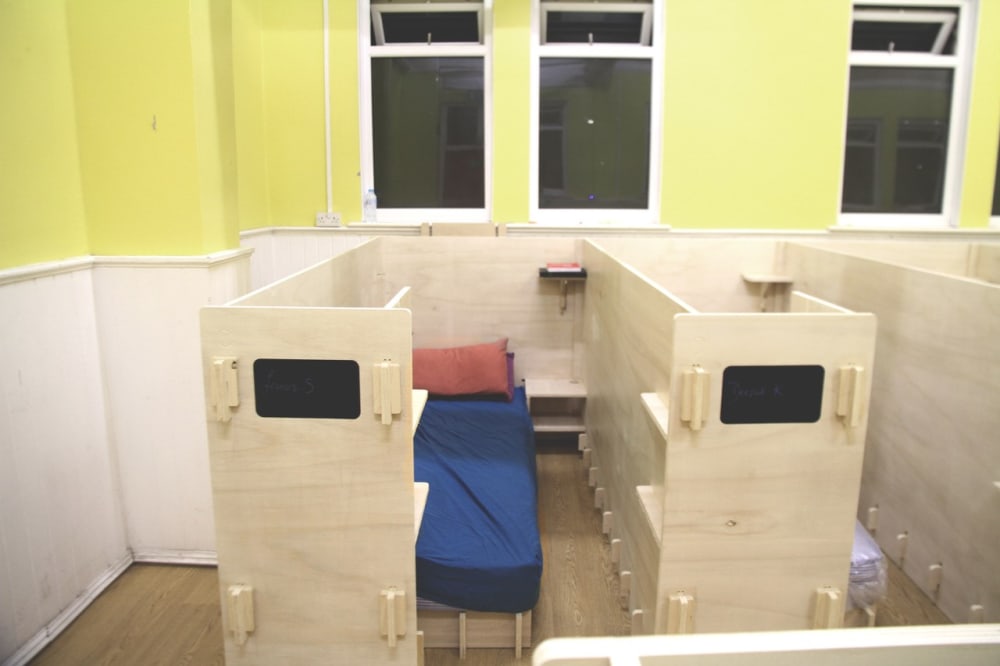 Sleeping pod set in room