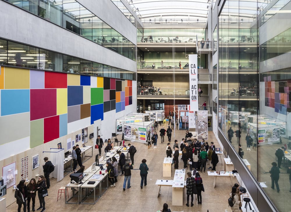 Crowd at work in progress presentation at Central Saint Martins