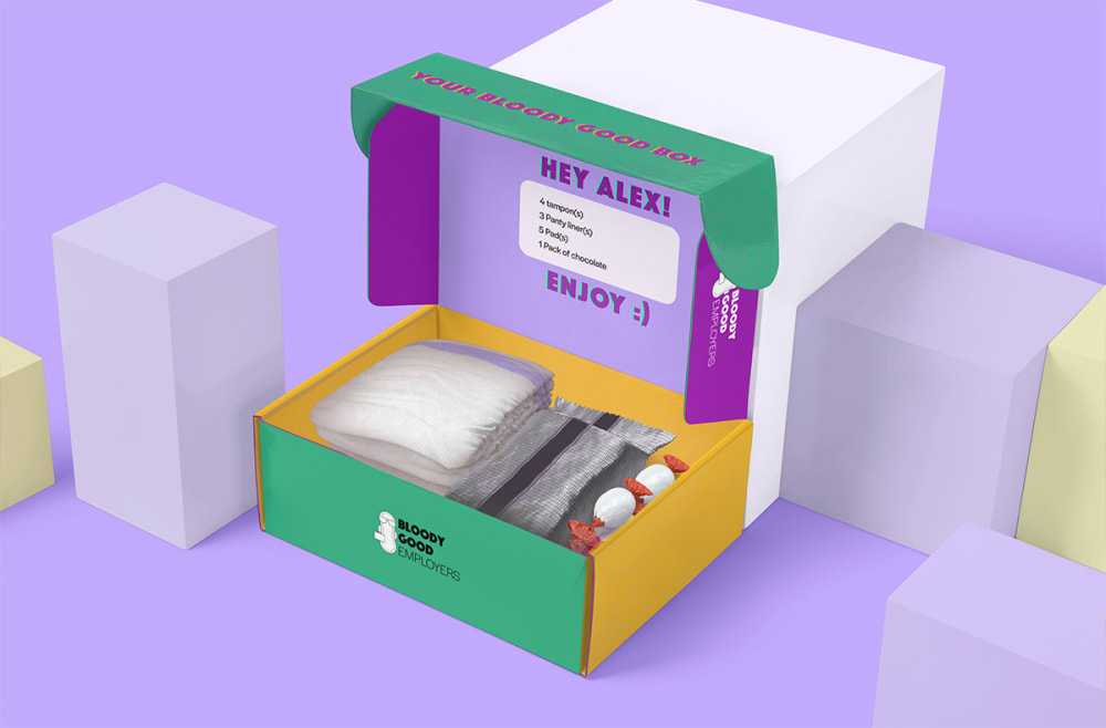 A concept image of a period supply box.
