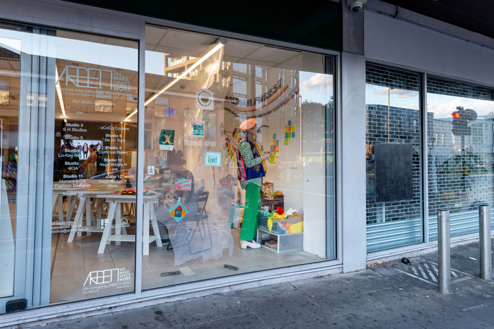 work in a shop window