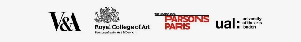 V&A, Royal College of Art, Parsons Paris, UAL logos