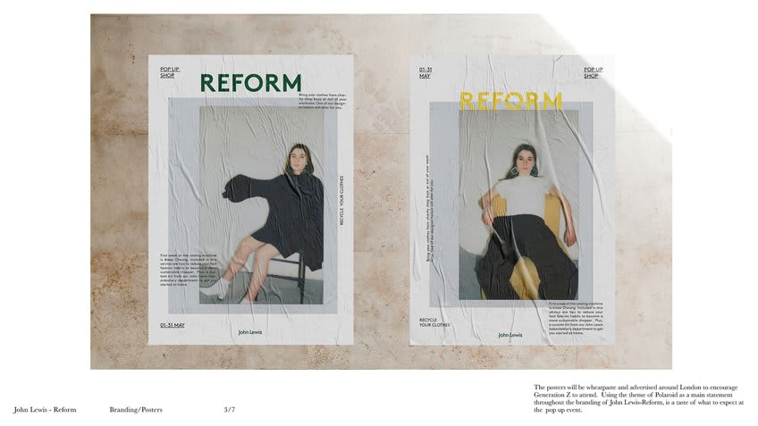 Two editorial pieces featuring women sitting on chairs.