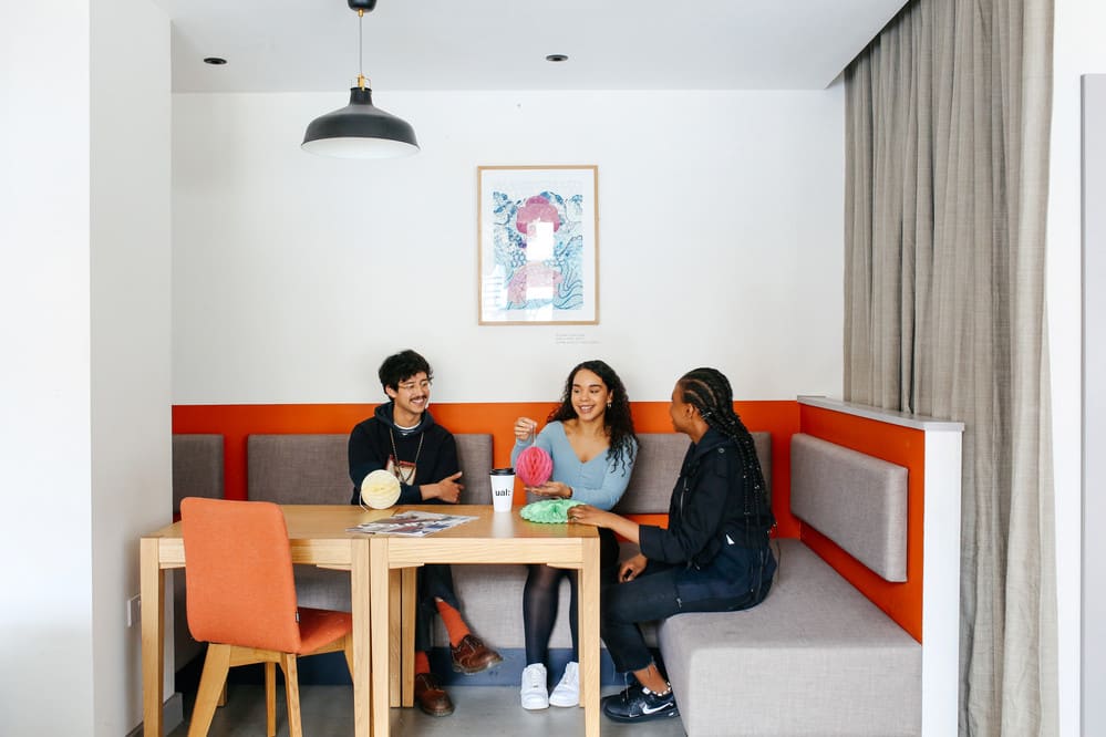Students relaxing in the common room