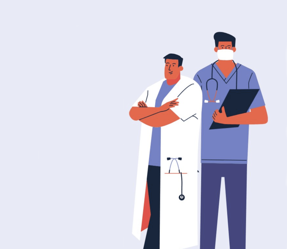 Graphic illustration of two doctors