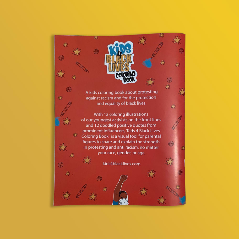 Photo of the back of the colouring book