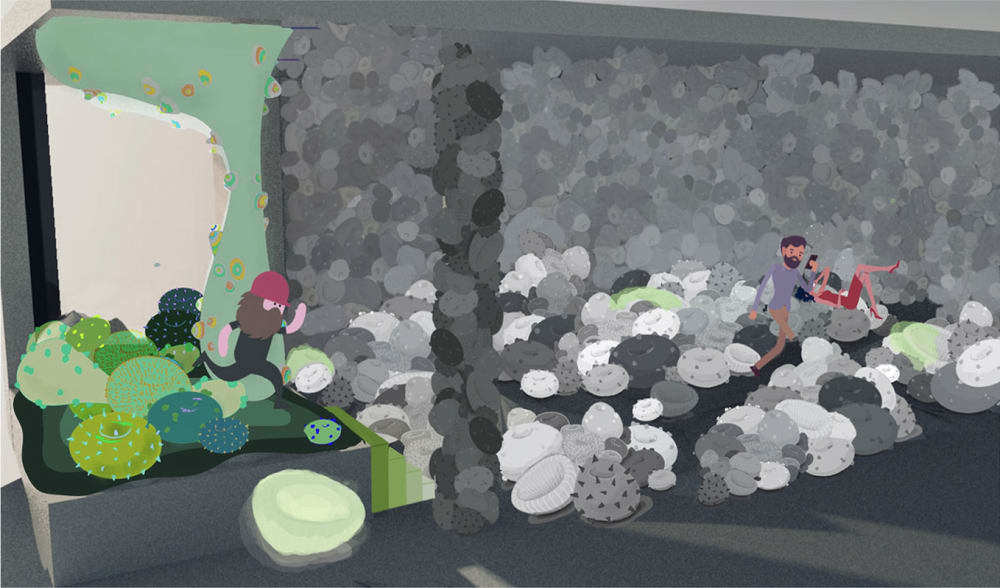 A bright graphic illustration.