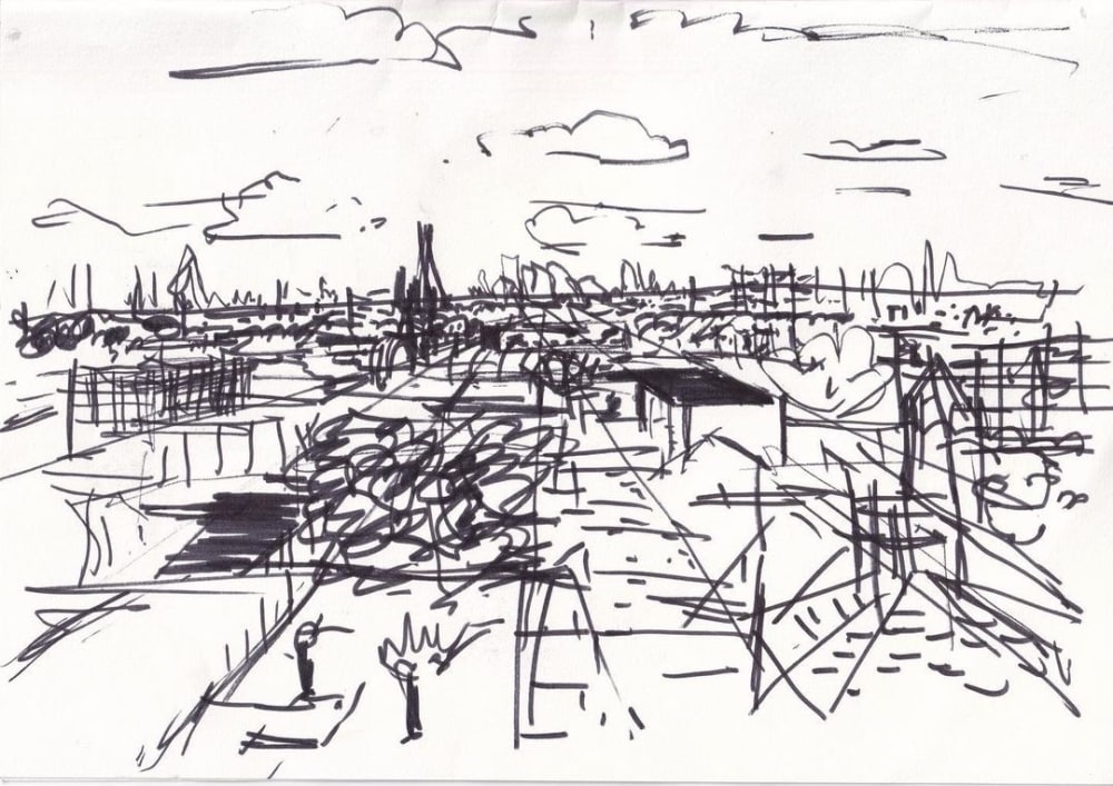 Sketch of London skyline.