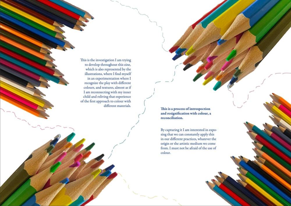 a poster with colouring pencils on it