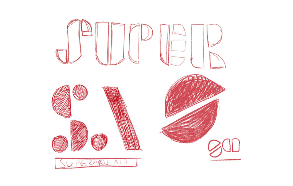 Concept sketches for the final logo design.