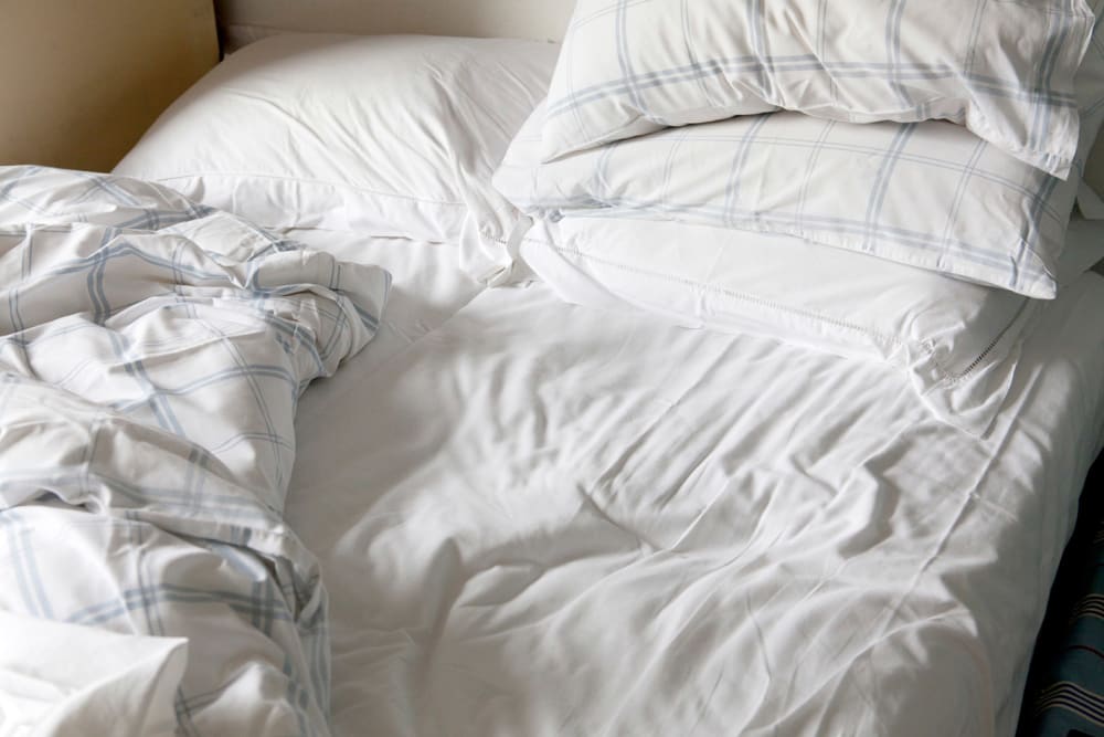 an unmade bed