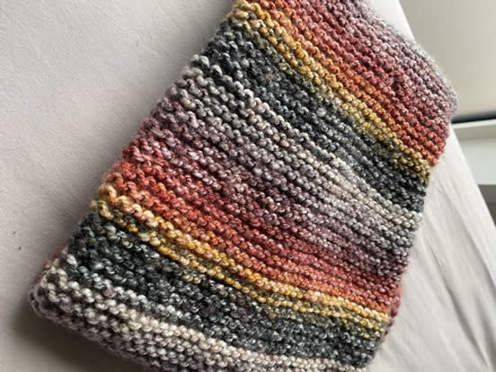 Stripy knitted scarf