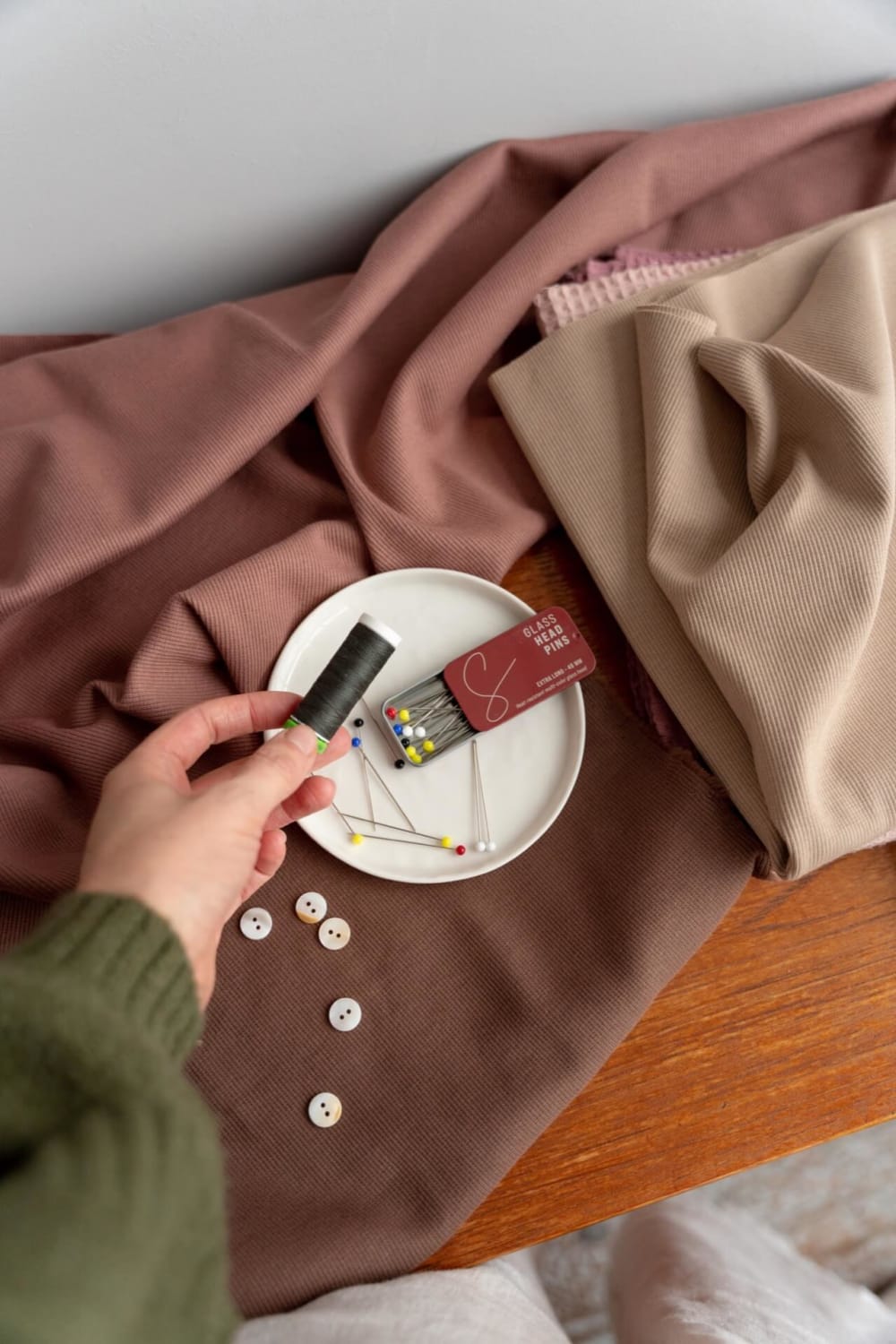 Different materials in shades of taupe and brown