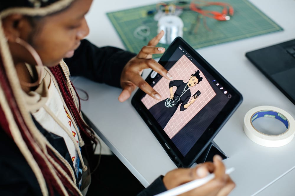Image of student working on a tablet