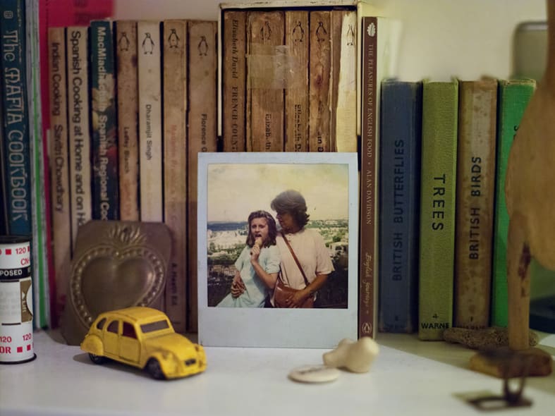 a polaroid of a mother and daughter
