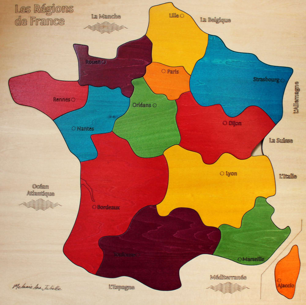 The map of France with key cities
