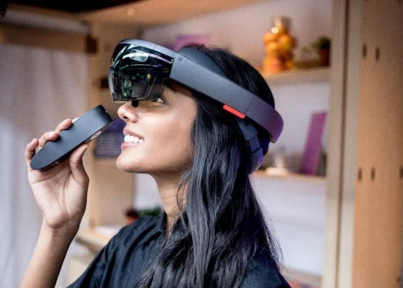 Ashwini wearing a virtual reality headset