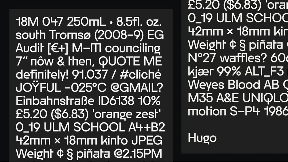 Black background with white hugo text