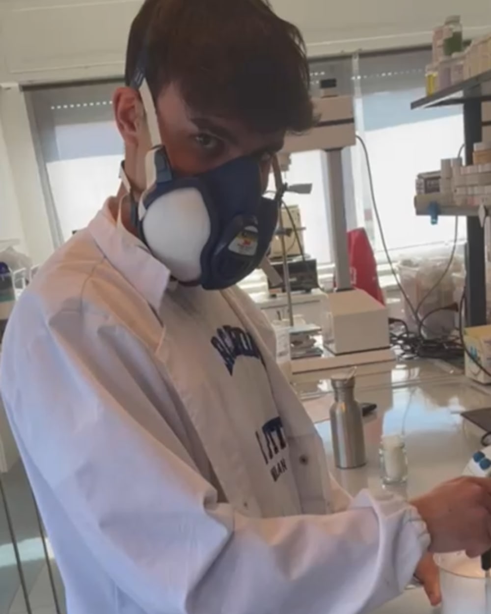 Alessandro Scordari wearing lab face mask