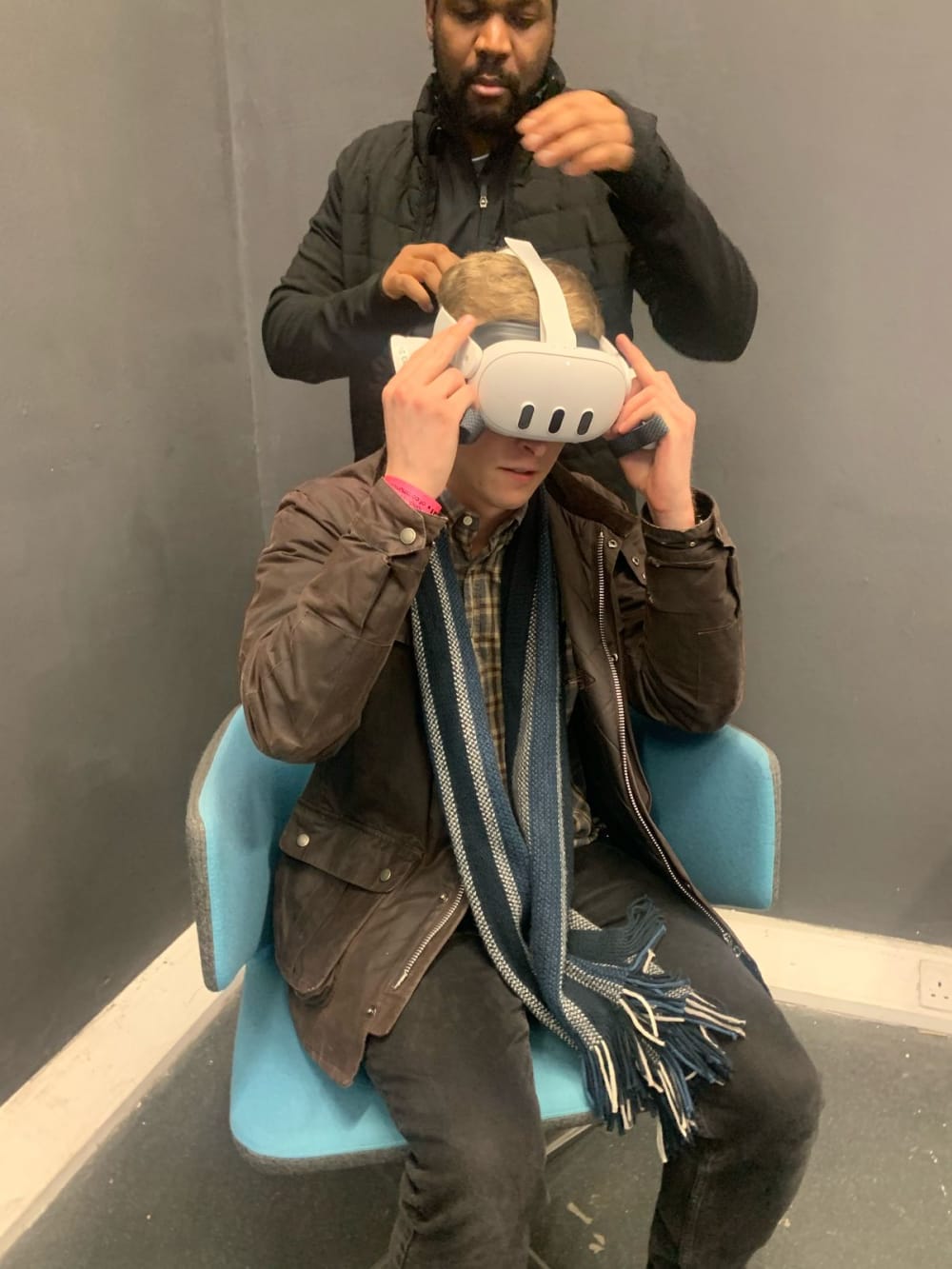 a person wearing a VR headset