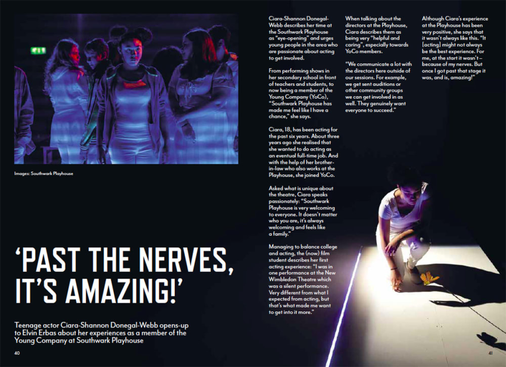 A double-page spread taken from a theatre publication.