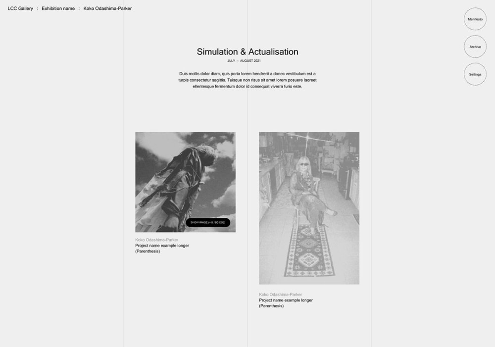 Concept wireframes for showcased student projects.