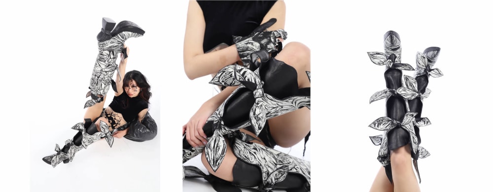 3 collage images of 'The Bin bag Boot'