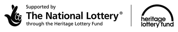 Logo 'Supported by The National Lottery through the Heritage Lottery Fund' and 'fingers crossed' logo