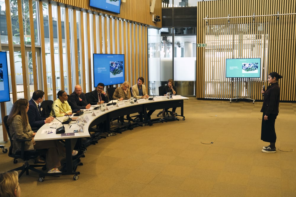 Cassie presenting to the judging panel for the Mayor’s Entrepreneur Awards 2022