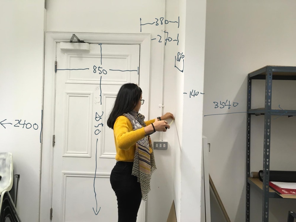 UAL student Ananya Agarwalla in one of the studios at Chelsea College of Arts