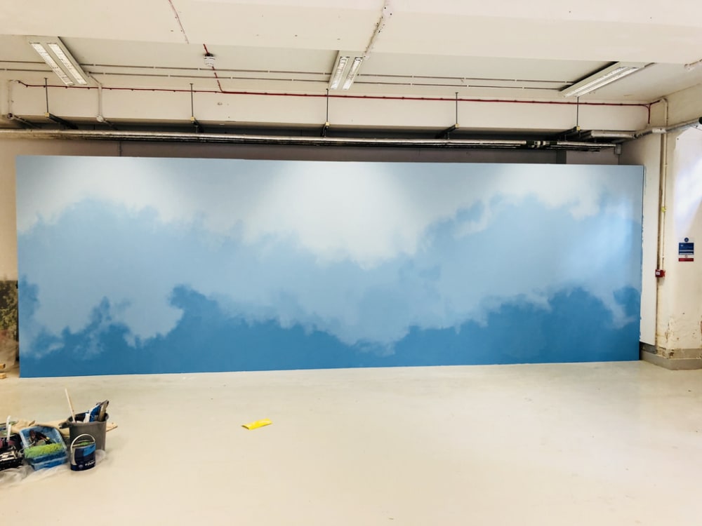 Large board painted like the sky.