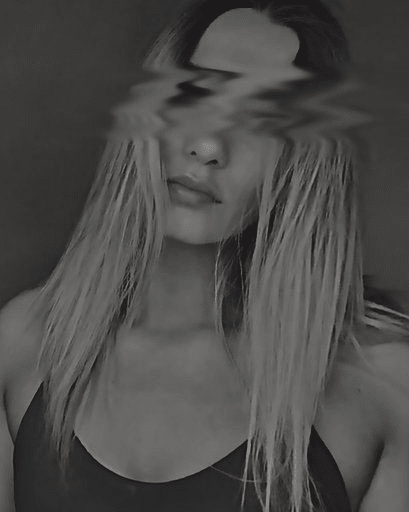 Distorted front profile shot of girl looking depressed