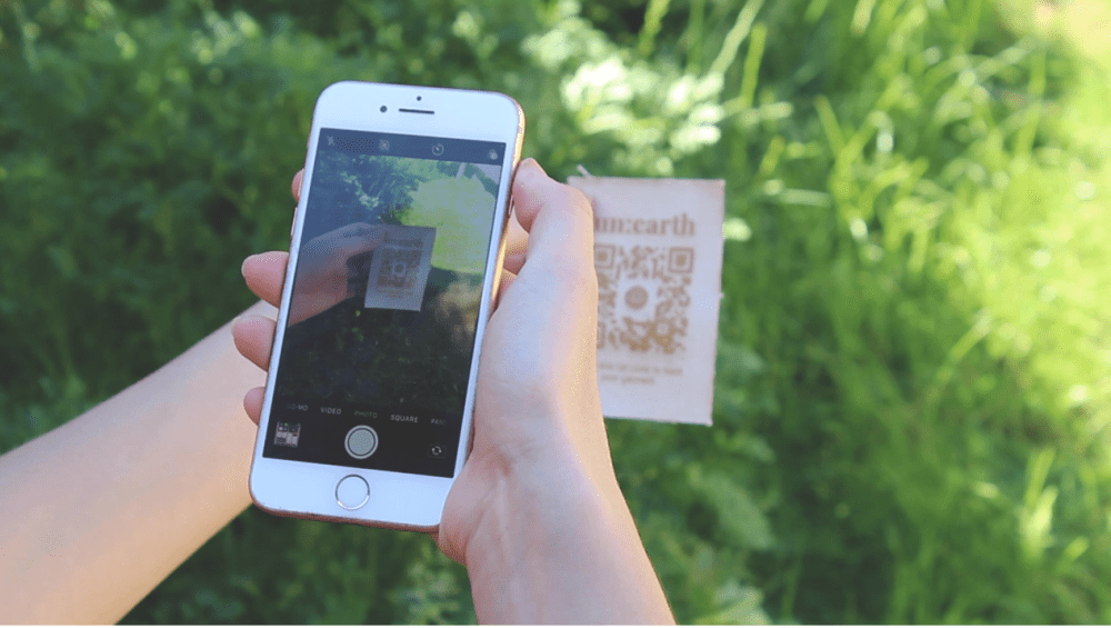 photo of phone scanning a QR code