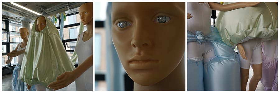 Close ups of Hannah Skinner’s degree show final piece, a human sculpture.