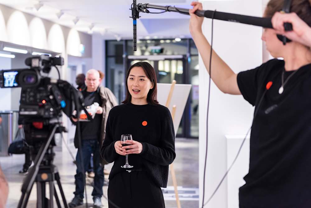 Behind the scenes launch event staff working