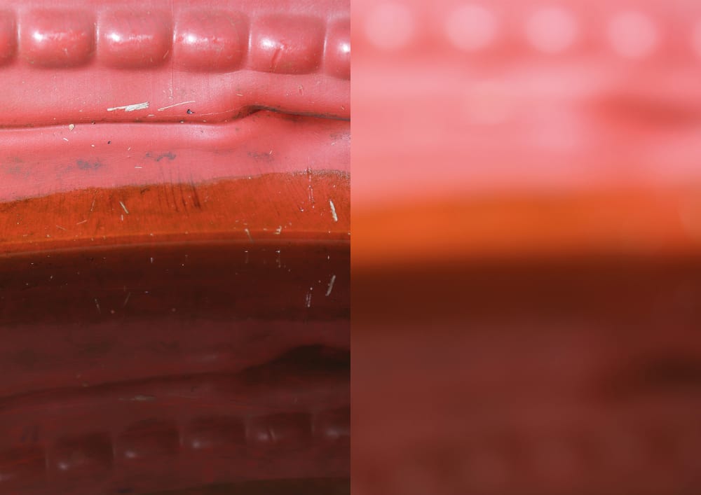 Photography by Martin Del Busto of read and pink plastic textures.