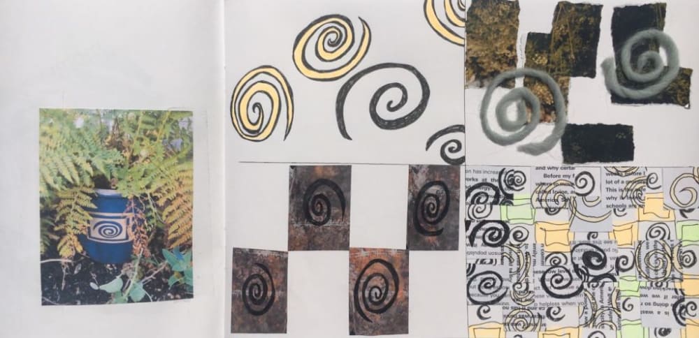 an composition of illustrated spirals