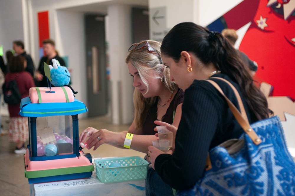 Guests exploring the work on display
