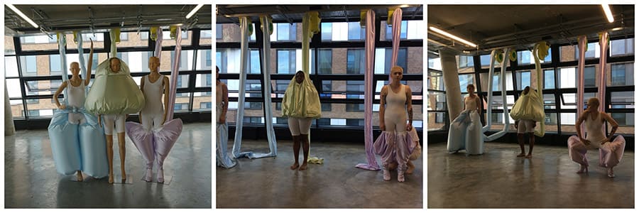 Hannah Skinner degree show final piece, three figures dancing.