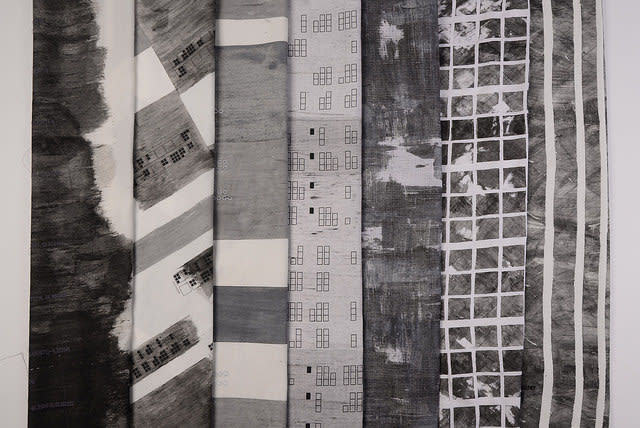 black and white patterned material