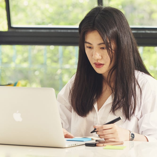 Student working remotely in their apartment