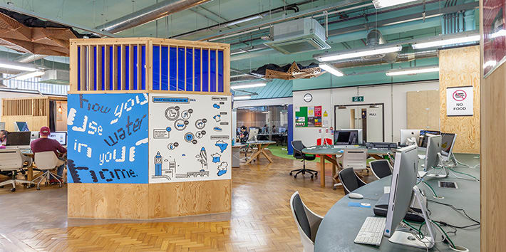 View of computers and meeting pods within the Digital Space.