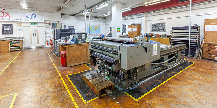A lithographic printing press.