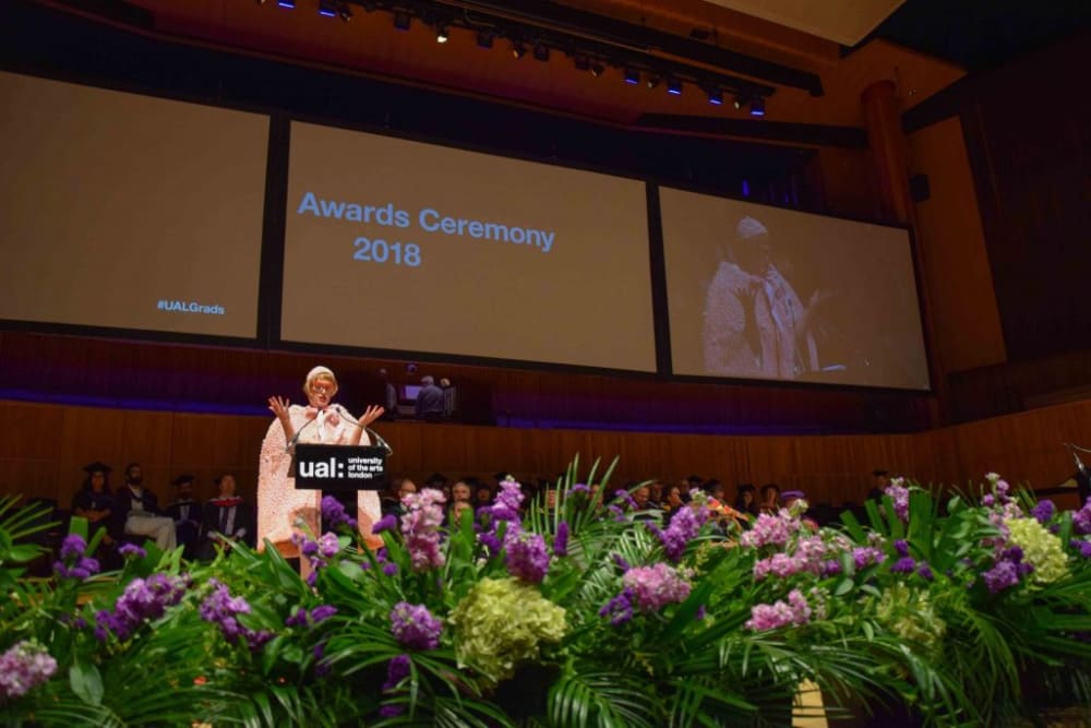 Grayson Perry on the graduation stage