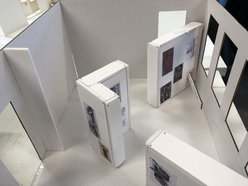 a scale model of an exhibition space