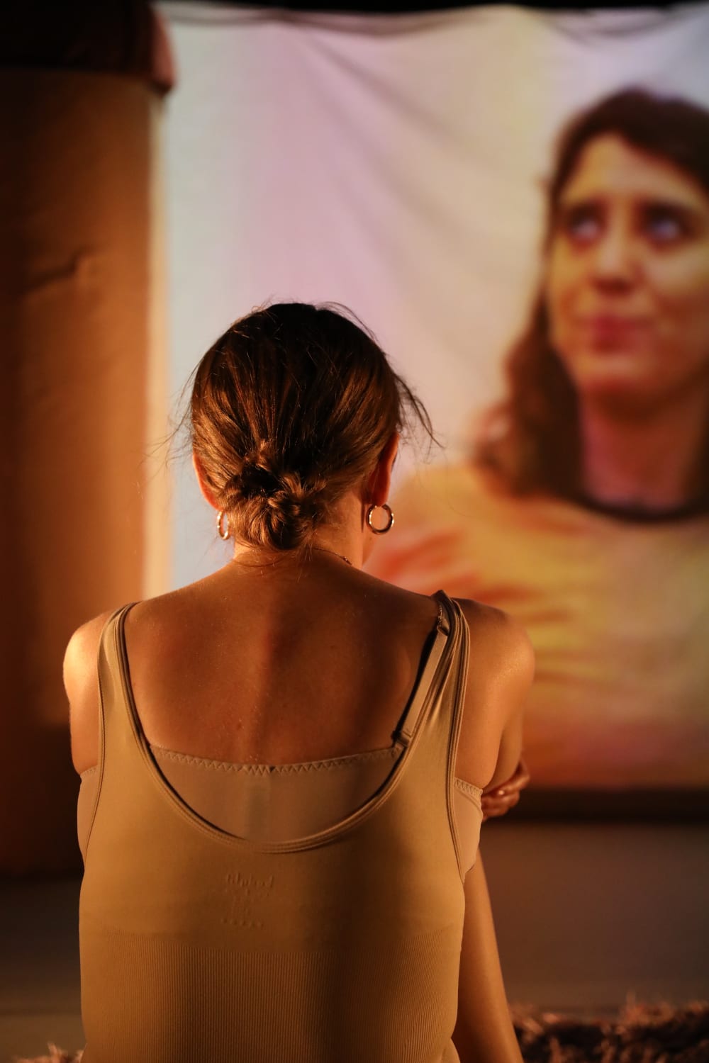 Image from theatre performance of 'Reach Out and Touch Me'