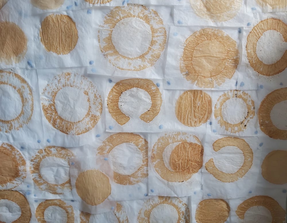  Image of paper stains from the process drying the materials.