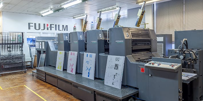 The Heidelberg Speedmaster printing press in the Lithographic Printing workshop.