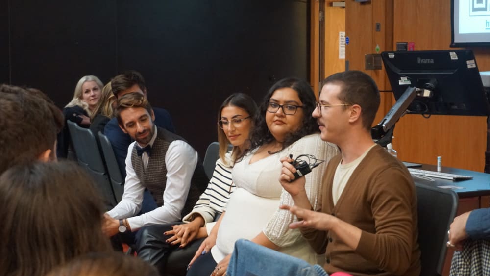 Alumni speaking during panel discussion