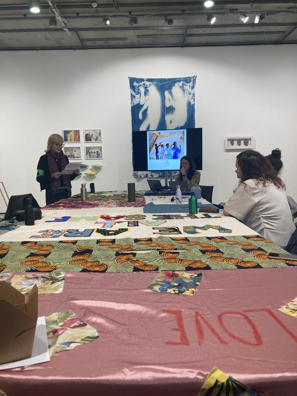 Conversation in progress in the Lethaby Gallery