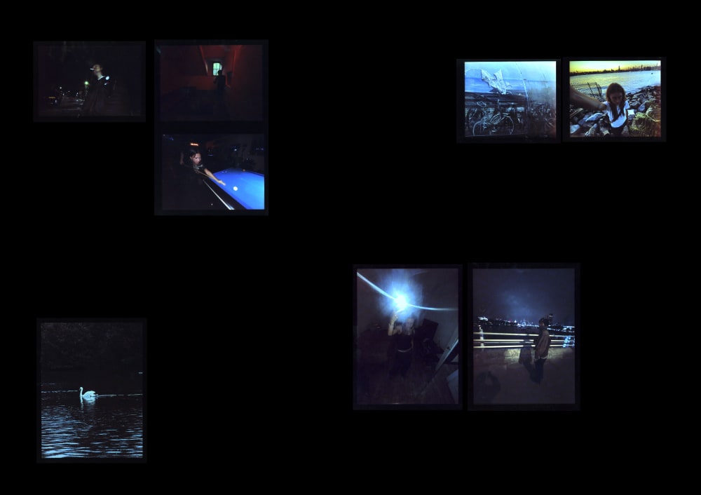 Collection of eight small images, mixture of selfies, people standing by river, playing snooker.